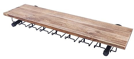 wanwanper Étagère Murale Murale pour Verre à vin, Porte-Bouteille de vin, étagère en métal, étagère rétro, étagère à vin Industrielle, en métal, pour décoration de Bar, Famille, 61 cm