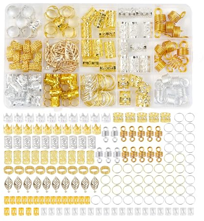 170 Pieces Hair Jewelry Cuffs Charms Rings for Braids Locs Metal Dreadlocks Beads Accessories