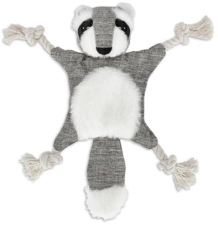 Hafenbande Robustes Hundespielzeug quietschend | Welpenspielzeug mit Raschelfolie | Kuscheltier für kleine und mittelgroße Hunde bis 25kg | süßes Waschbärdesign