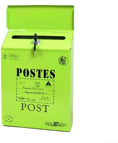 Cassetta delle lettere da parete, cassetta delle lettere moderna con chiave, per la casa, colore: verde