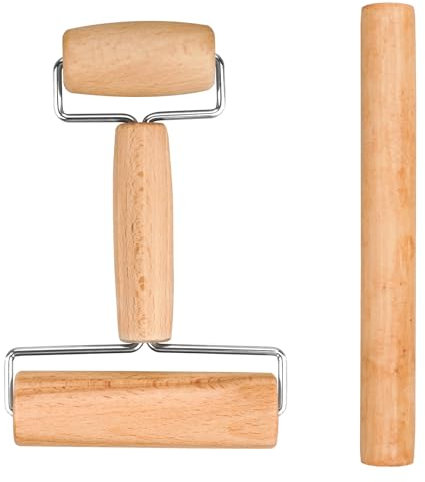 wonkeken 2 Stücke Nudelholz Teigroller Set Einteiliges Nudelholz Doppelkopf Holz Nudelholz Klein und Mittel Holz Teigroller Stück Hand Rollen für Hausbacken Gebäck Pizza Knödel Haut