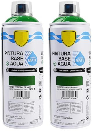 various - Pintura Spray Base Agua 400ml,Ecológica y Sin Olor,Para Muebles,Metal,Plástico y Madera,Colores Duraderos,Cobertura Uniforme - Verde Esmeralda Mate,2 unidad