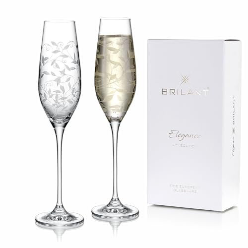 Brilant Vision Champagne Glasses - Bleifreies Sektgläser, Handgefertigt Moderne Aperitif Gläser mit Kristall, Geschenkfertige Verpackung 210ml - 2 Stck
