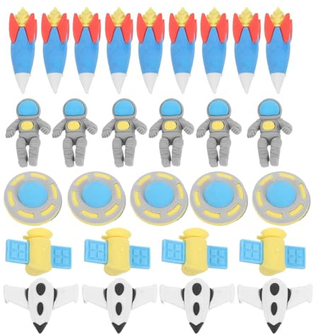 UPKOCH 50 miniborradores con temática espacial - Borradores de lápiz 3D novedosos para niños, estudiantes, premios para el aula, tareas, regalos, artículos para fiestas