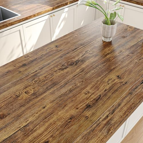 Stickyart Carta Adesiva per Mobili Legno Marrone Scuro Impermeabile 30cmX400cm Pellicola Adesiva per Mobili Cucina Effetto Legno Carta da Parati Cabina Armadio Rivestimento Cucina Adesivo PVC Adesivi