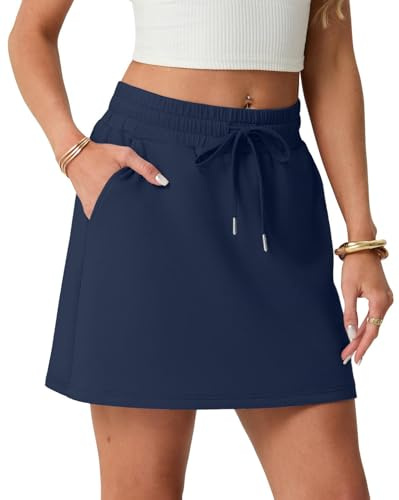 GRECERELLE Jupe-short de tennis pour femme avec pantalon intégré - Jupe courte pour le sport et les loisirs - Jupe A-ligne avec élastique à la taille - Jupe de sport, bleu marine, M