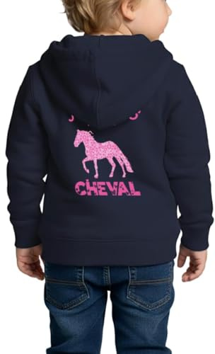 Spreadshirt J'Peux Pas J'Ai Cheval Rose Équitation Veste À Capuche Enfant Premium, 158/164 (12 Ans), Bleu Marine