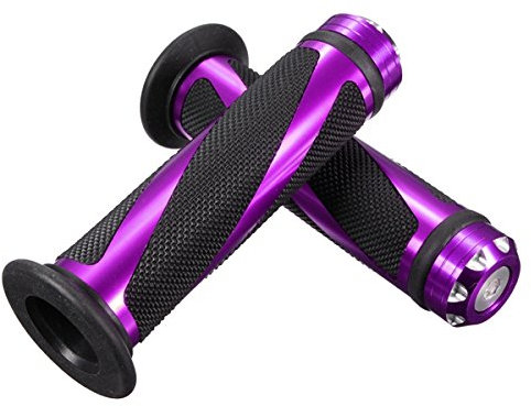 Alamor CNC Aluminium 7/8 Motorradlenker Gummi Hand Griffe-Lila