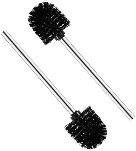 Valschen Escobillas de Baño 2 pcs WC Cepillo para Inodoro Cepillo de Baño de Repuesto de Acero Inoxidable 7.5 x 35 x 7.5 cm Negro