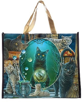 Puckator Einkaufstasche Shopper Magische Katzen, Maße ohne Griffe (H X B X T) 33 x 40 x 16 cm; pflegeleicht und strapazierfähig, nachhaltige Alternative zur Plastiktüte, vielfach wiederverwendbar