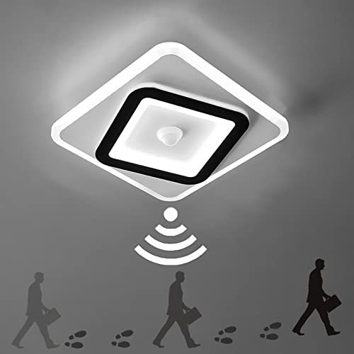 TRUYOK LED Deckenlampe mit Bewegungsmelder Innen 30W Fluren Halle Balkon Eingang Treppenhaus Deckenleuchte Ultra dünn Sensor lampe Kaltweißes Licht Lichtsensor Deckenbeleuchtung Ø22cm (6000K)