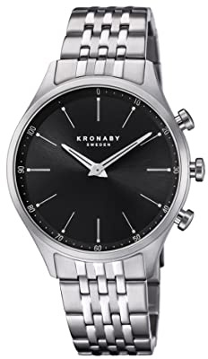 KRONABY Hybrid Smartwatch Herren Edelstahl - Intelligente Analoguhr - Wasserdicht 10 ATM - Musik, Schritte, Benachrichtigungen - S3777/3 Sekel