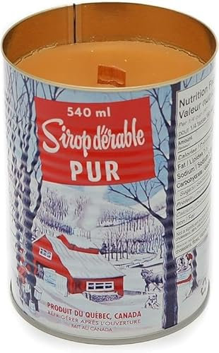 MapleFarm - Bougie parfumées au sirop d'érable en boîte traditionnelle canadienne. Mèche en bois. Maple syrup candle.