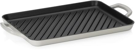 kela Grillplatte Induktion 35 x 25 cm CALIDO, Grillplatte Gusseisen emailliert für den Herd, hitzebeständig bis 300°C, hellgrau