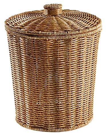 Dacvgog Synthetische Fasern Müll Eimer 7 Liter Rund mit Deckel +1 x 22 x 16 cm Arbeitszimmer,Schlafzimmer,Wohnzimmer