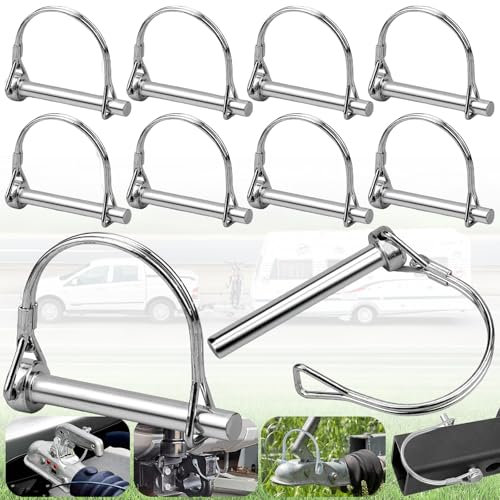 Mikqky 10Stück Splint für Anhänger, Fahrradanhänger Kupplung, M8 * 60Mm Landwirtschaftlicher Rasen-Garten-Verschlussstift-Hochleistungs-Sicherheitskupplung