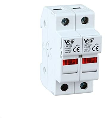 DC-Sicherungstrennschalter gPV Auslöseanzeige PV-Sicherungshalter 2P Solarpanel Balkonkraftwerk Photovoltaik Solaranlage, Sicherung Notstrom-Schalter 1000V, Montage TH-35-Schiene 32A 10x38mm