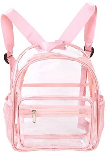 Topiky Sac à Dos Transparent, Sac à Dos Transparent en PVC Très Résistant, Grand Espace de Rangement, Sac à Dos étanche à la Mode et Respectueux de l'environnement avec Bandoulière pour (Rose)