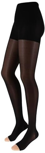 Franzoni Collant Sollievo 140 Denari, Calze a Compressione Graduata Unisex con Punta Aperta, Calzamaglia Paramedicale - Made in Italy (4, Nero)
