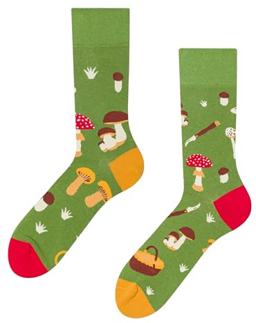 Dedoles Chaussettes Unisexe Homme Femme & Enfants beaucoup designs amusants gauche droite différent, couleur: Vert, motif: Chasse aux champignons, taille: 43-46