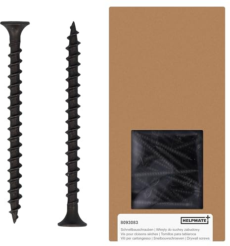 HELPMATE – Vis placo à fixation rapide – 3,9x55 mm – Phosphatée PH2 – 300 pièces – à filetage grossier Bois – Vis a placo pour cloisons sèches et Tête en trompette – Profilés en U