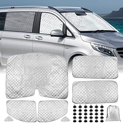 7 Piezas Parasol del Parabrisas Automóvil Reemplazo para Mercedes-Benz Vito W447 / Viano 2014-2022 Viene con 30 ventosas, Cabina del Conductor, Cubierta de Parasol Automóvil, Parasol Plegable