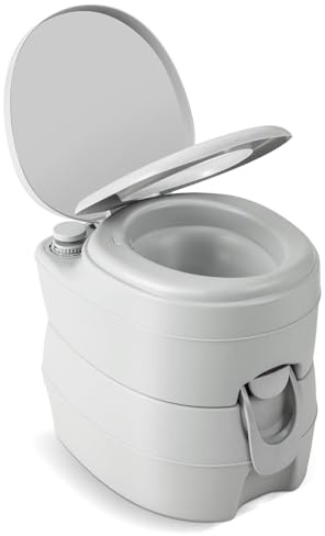 COSTWAY 20 l + 12 l Campingtoalett med avtagbar avloppstank & handtag, bärbar campingtoalett, resetoalett, mobil toalett för resor, camping och husbil