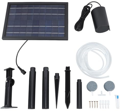 Aeratore solare per laghetti 10V 8W solare alimentato pesce serbatoio ossigenatore Aeratore 3 modalità Aeratore solare Pompa d'aria per acquari all'aperto con 2 pietre bolle d'aria