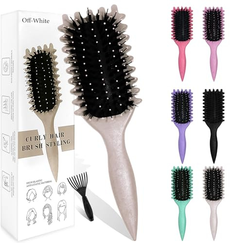 Sularpek Curly Hair Brush, Curl Defining Brush for Detangling, Shaping, and Defining Curls for Women and Men (Beige)