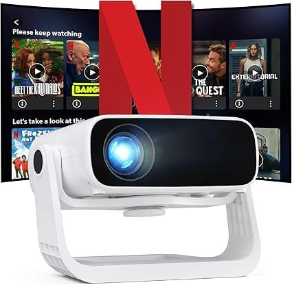 Wielio Videoproiettore con proiettore portatile integrato Full HD 1080, Android 11 WiFi6 BT5.2, correzione automatica del tasto di scelta rapida, compatibile con iOS Android HDMI, sistema domestico