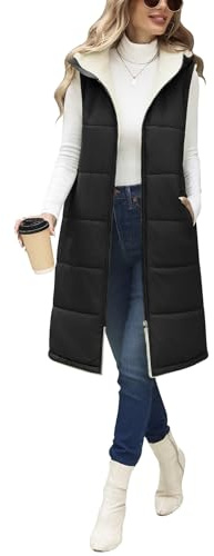Jyanl Womens Long Fleece Vest Sleeveless Zip Vest Sherpa Quilted Jacket Trendy Warm Fall Winter Coat Outerwear 2025