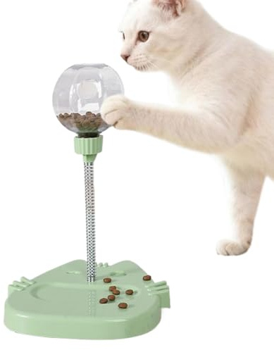 Godis-dispenser leksak – interaktiv, långsamt ätande boll, fäste för en katt-långpinne, tristess spel för kattungar, husdjur, jaktunderhållningstillbehör, stabil plastutrustning, F