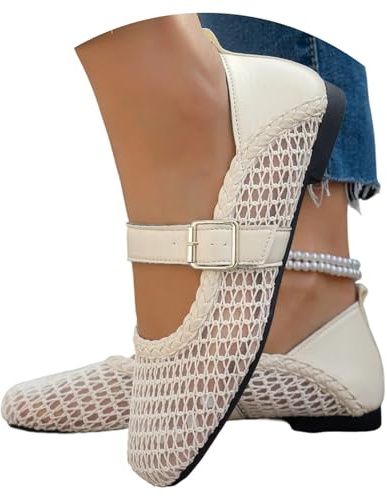 Zapatillas Deportivas Mujer Verano Elegantes Bailarinas de Encaje Liso con Aberturas Transpirables para Mujer Zapatos Casuales sin Cordones cómodos y ventilados