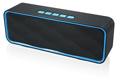 HUSAN Wireless Bluetooth Speaker With AUX/USB/TF Card Slot, Outdoor Portable Stereo Speaker With HD Audio, Enhanced Bass, Dual Driver, Handsfree Calling, FM Radio For Travel, Party (Blue)