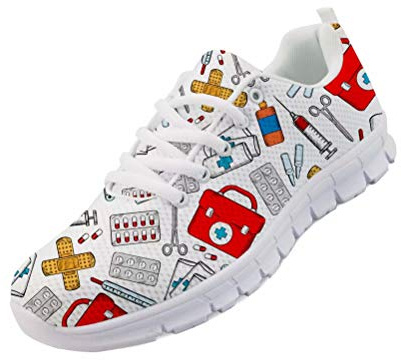 chaqlin Unisex kvinnor män sport löparskor halkfria träningsskor atletiska sneakers lätta för promenader jogging gym fitness storlek 36 EU-48 EU, Nurse Medical 1, 42 EU
