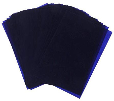 BE-TOOL Lot de 100 feuilles de papier carbone bleu A5 à usage répété pour bois, papier, toile (12,75 cm x 18,5 cm)
