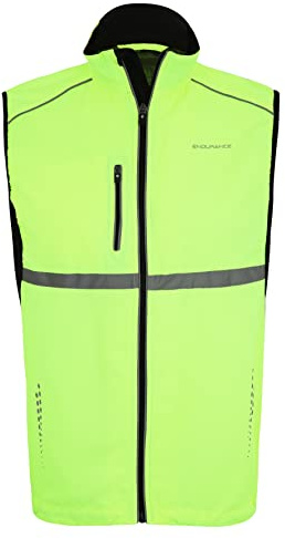 Endurance LAUPEN XQL Gilet de course unisexe réfléchissant avec grands réflecteurs I Gilet de sécurité fluo pour adulte avec fermeture éclair