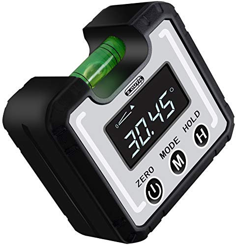 eOUTIL Inclinómetro Digital Protractor LCD con Burbujas Horizontales, 4 * 90 ° Nivel Buscador de ángulos de Caja Transportador de Ángulo con Base Magnética y%, mm/m, IN/FT Medidor de Ángulos Digital