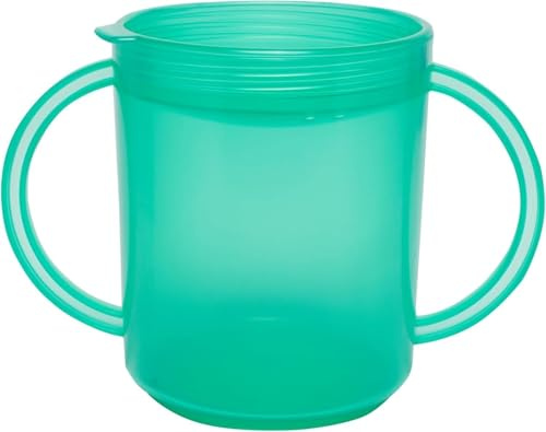 TalkTools Recessed Lid Cup with Handles - Leak Proof | Promotes Oral Motor Skills, Lip Closure, and Self Feeding | Alternative to Sippy Bottle | Food Grade Materials | Dishwasher Safe (Green)