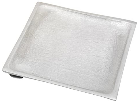 NKlaus Plato de Aluminio para Velas Cuadrado 11x11cm en el Interior del portavelas Posavasos Plateado Mate 10407