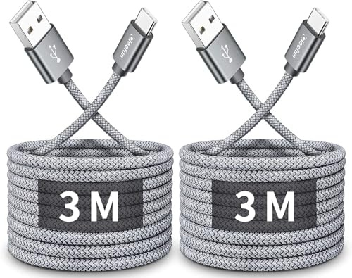 CLEEFUN 3M USB C Cable (2-Pack), Long PS5 Controller Charger Fast Charging