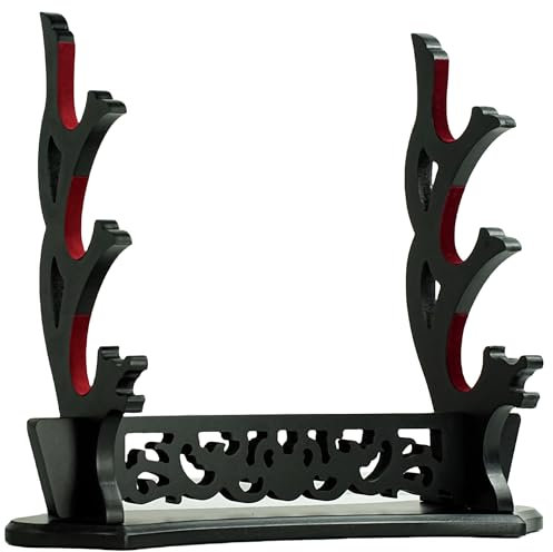 Schwertständer mit hohlem Muster, Schwertständer, Katana-Ständer, Präsentationsständer, Samurai-Schwertständer, Halter (3-stöckig)