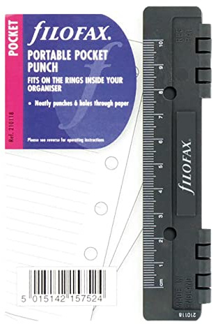 Filofax Accesorio organizador, perforadora portátil, 5.125 x 3.312 pulgadas, negro, tamaño de bolsillo (B210118)