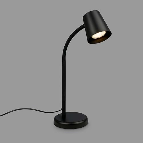 BRILONER – Nachttischlampe, Schreibtischlampe Kinder, Schwenkbar, Tischlampe GU10 für Home Office mit Kabelschalter, Leselampe, Schreibtischleuchte, Büro, Kinderzimmer, schwarz