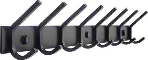 TOJ Living Wandgarderobe - 62CM - 16 Haken - Kleiderhaken - Garderobenhaken - Kleiderhaken wand - Garderobe - Wand garderobe - Garderobenstange wandmontage - Wandhaken garderobe - Edelstahl - Schwarz