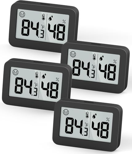 DOOMAY Lot de 4 Mini Hygromètres Thermomètres Intérieurs Numériques