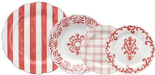 Tognana Riviera, Service de vaisselle 18 pièces, porcelaine, rouge