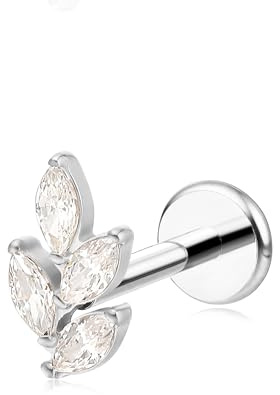 limerencia Pure Titanium F136 Hypoallergenic Piercing Jewelry,Flat Back Internally Threaded Stud Earring 18g for Cartilage/Tragus/Helix/Conch/Nose/Lip