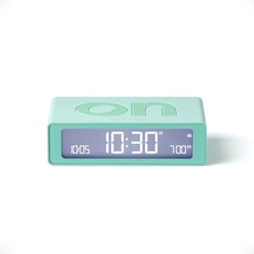 Lexon Flip Mini Sveglia Digitale da Viaggio, Orologio LED On/Off con Luminosità Regolabile, Ricaricabile e Tattile, Ideale come Sveglia da Comodino - Menta