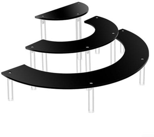 Sileduove Présentoir à gâteaux à 3 étages en acrylique - Présentoir à cupcakes en demi-cercle - Présentoir à gâteaux en acrylique - Noir